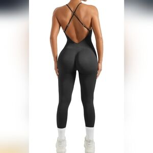 Women's Strappy Backless One-Piece Jumpsuit w/ Tummy Control & Padded Bra